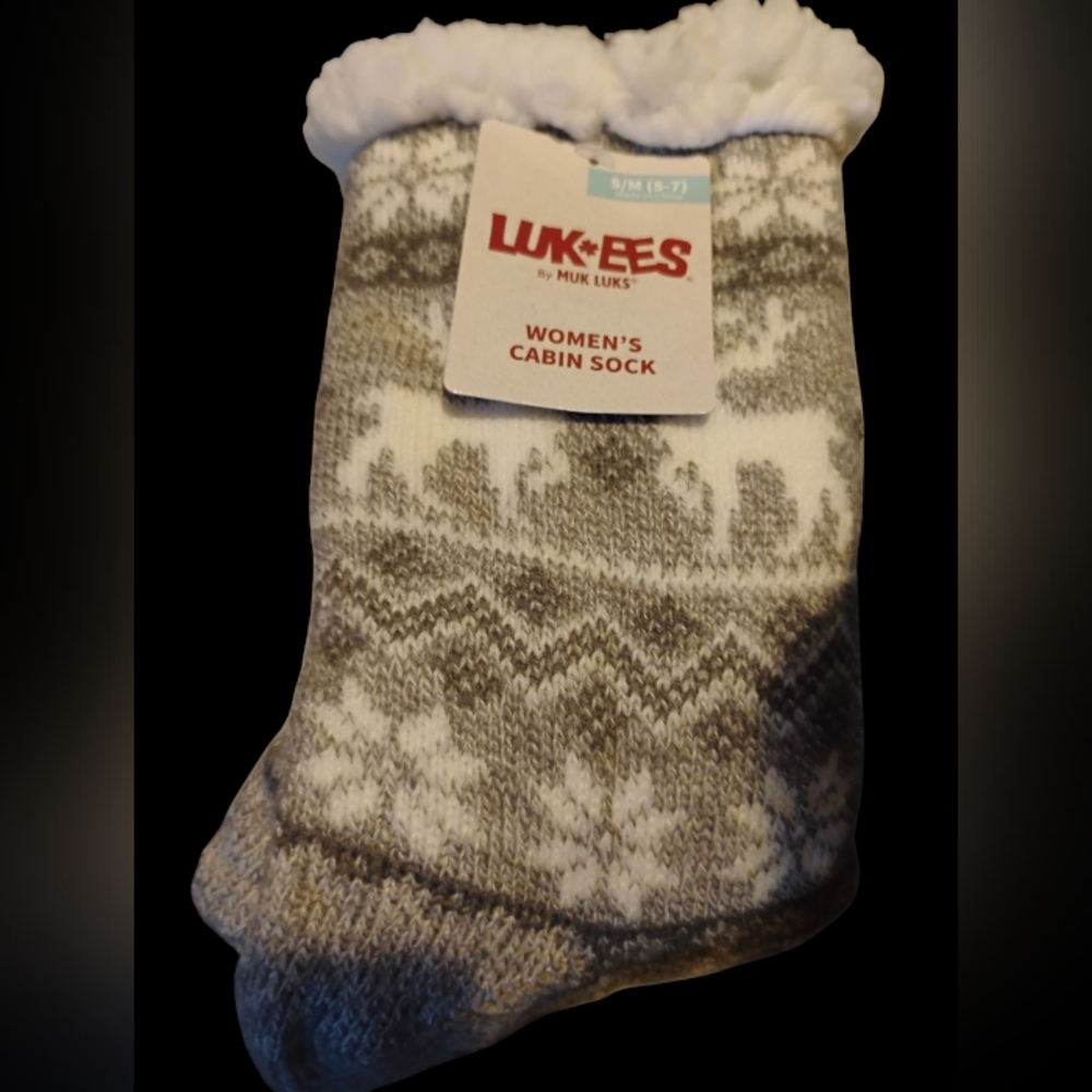 Women's Gray Cabin Socks Luk-ees Size S/M NWT